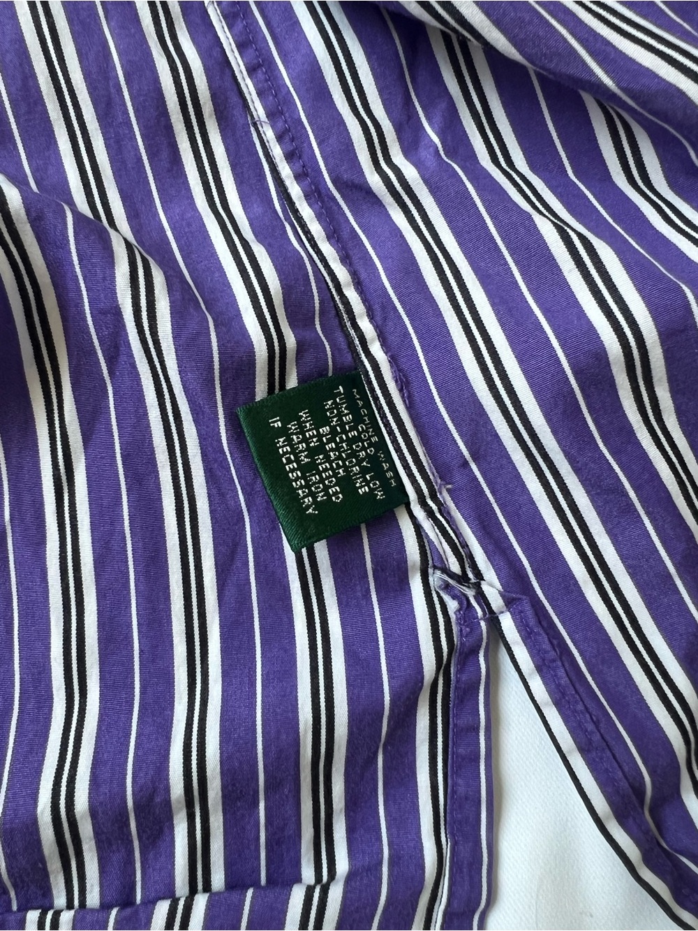 Lauren Ralph Lauren Purple & White Striped Button-Down Shirt - Picture 9 of 9